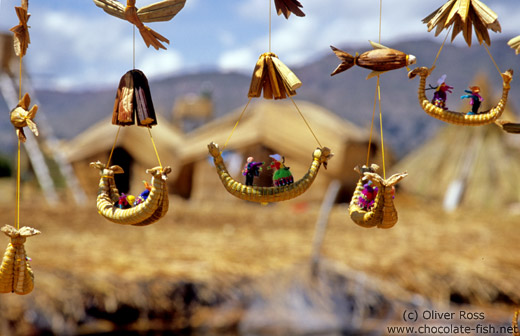 Souvenirs for tourists for sale on the floating islands