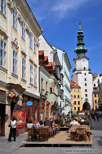 Bratislava city centre with St. Michael´s gate in the back