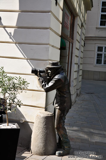 Paparazzi sculpture in Bratislava´s Laurinska street