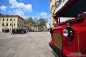 Travel photography:Tourist bus in Bratislava´s city centre , Slovakia