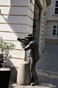 Travel photography:Paparazzi sculpture in Bratislava´s Laurinska street, Slovakia