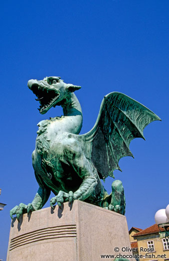 Dragon guarding a bridge in Ljubljana