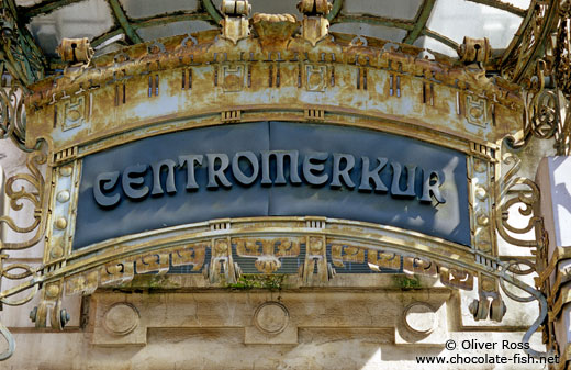 Entrance to the Centromerkur building in Ljubljana