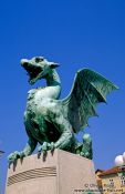 Travel photography:Dragon guarding a bridge in Ljubljana, Slovenia