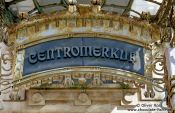 Travel photography:Entrance to the Centromerkur building in Ljubljana, Slovenia