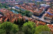 Travel photography:Aerial view of the old town in Ljubljana, Slovenia