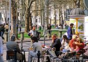 Travel photography:Busker near Zvezda park in Ljubljana, Slovenia