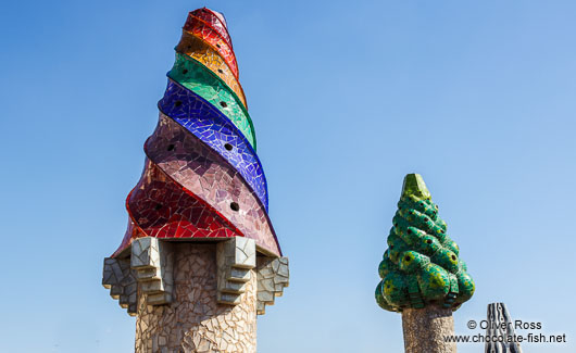 Sculpted chimneys on the roof of Palau Güell