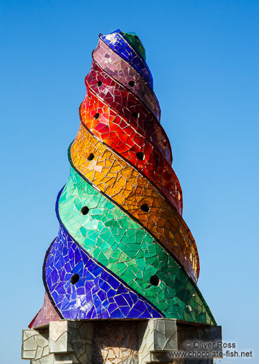 Sculpted chimney on top of Palau Güell