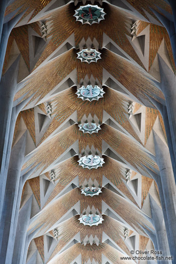 Barcelona Sagrada Familia ceiling close