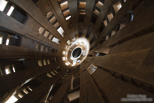 Barcelona Sagrada Familia shaft inside one of the towers