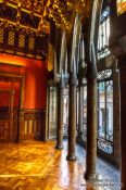 Travel photography:Hall of Intimates and bay window room in Palau Güell, Spain