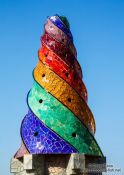 Travel photography:Sculpted chimney on top of Palau Güell, Spain