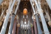 Travel photography:Barcelona Sagrada Familia interior above the main altar, Spain