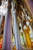 Travel photography:Barcelona Sagrada Familia interior pillars, Spain