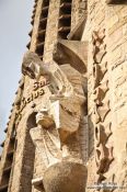 Travel photography:Sculpture on the Sagrada Familia Passion Facade, Spain