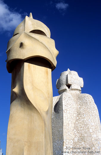 Sculptures on top of Casa Pedrera in Barcelona