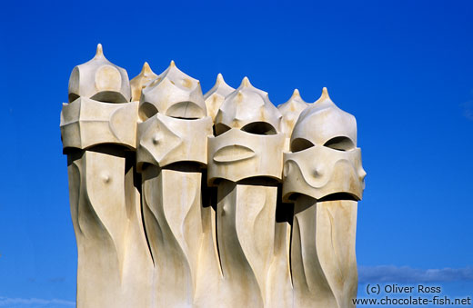 Sculptures on top of Casa Pedrera in Barcelona