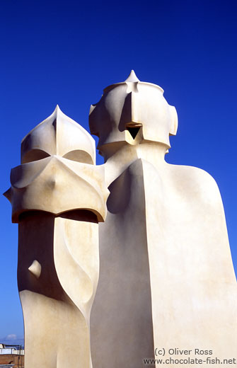 Sculptures on top of Casa Pedrera in Barcelona