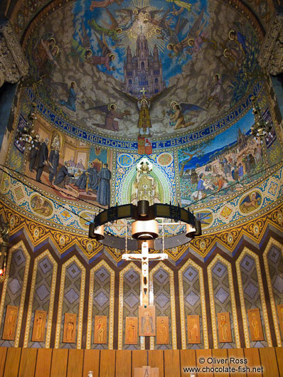 Main altar inside Barcelona´s Sagrat Cor church atop the Tibidabo mountain