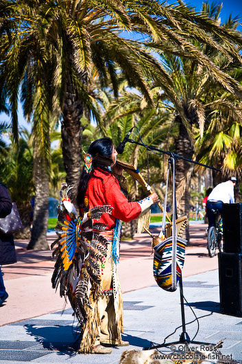 Busker at the Barcelona beach front