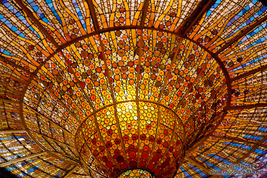 Glass cupola of the Palau de la Musica Catalana