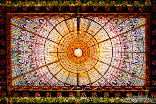 Glass cupola of the Palau de la Musica Catalana