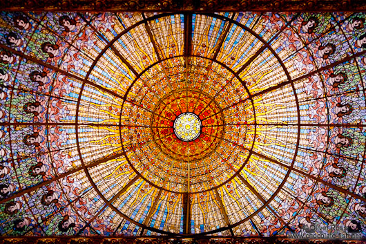 Glass cupola of the Palau de la Musica Catalana