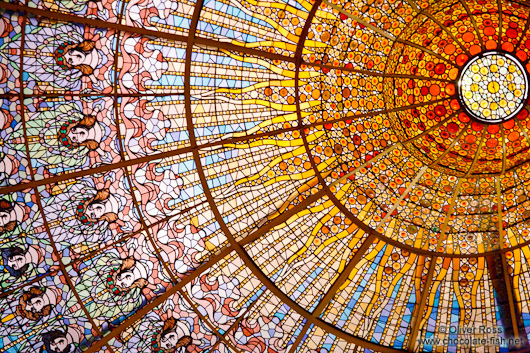 Glass cupola of the Palau de la Musica Catalana