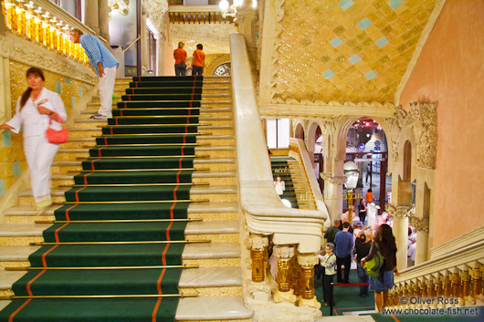 Main staircase inside the Palau de la Musica Catalana