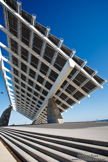 Large array of solar panels in the Barcelona Forum