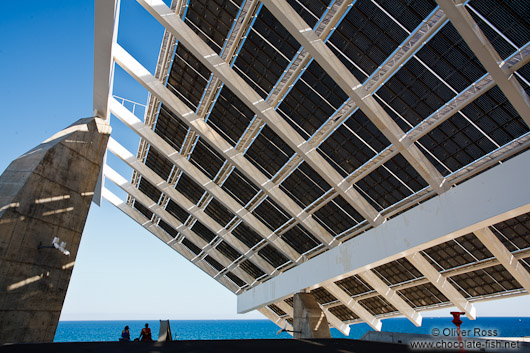 Large array of solar panels in the Barcelona Forum