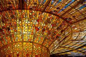 Travel photography:Glass cupola of the Palau de la Musica Catalana, Spain