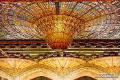 Travel photography:Glass cupola of the Palau de la Musica Catalana, Spain