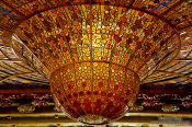 Travel photography:Glass cupola of the Palau de la Musica Catalana, Spain