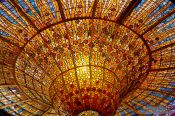 Travel photography:Glass cupola of the Palau de la Musica Catalana, Spain