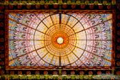 Travel photography:Glass cupola of the Palau de la Musica Catalana, Spain