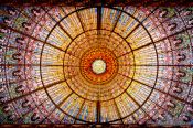 Travel photography:Glass cupola of the Palau de la Musica Catalana, Spain