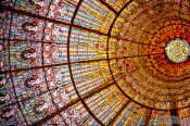 Travel photography:Glass cupola of the Palau de la Musica Catalana, Spain