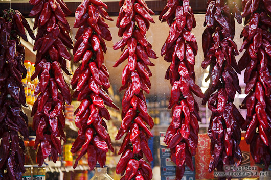 Dried chili peppers in Bilbao
