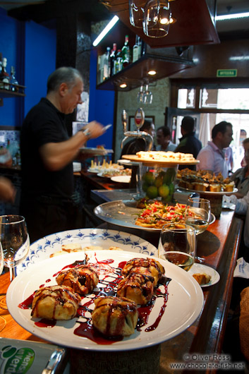 Pinchos (pintxos) in a bar in Bilbao