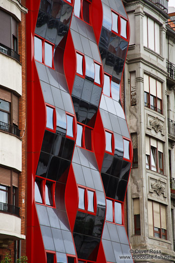 Modern glass facade in Bilbao