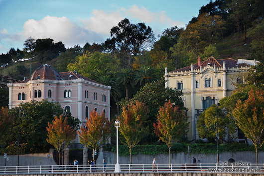 Houses along the Nervión river in Bilbao