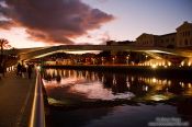Travel photography:The Nervión river in Bilbao by night, Spain