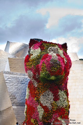 The Jeff Koons Dog sculpture outside the Bilbao Guggenheim Museum