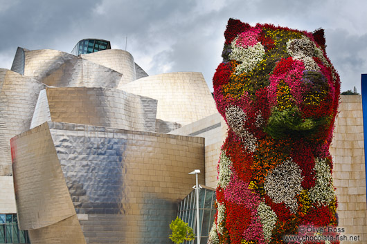 The Jeff Koons Dog sculpture outside the Bilbao Guggenheim Museum