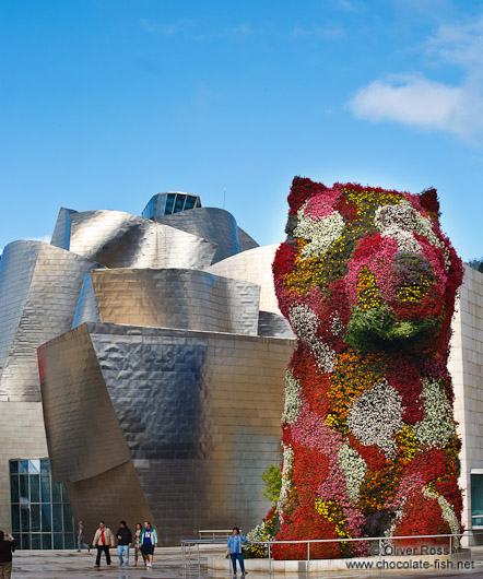 The Jeff Koons Dog sculpture outside the Bilbao Guggenheim Museum