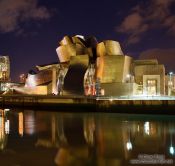Travel photography:Bilbao Guggenheim Museum by night, Spain