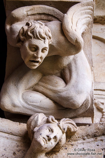 Sculpted capital inside the Convento de las Dueñas in Salamanca