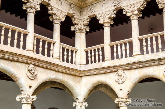 Columns along the interiour courtyard in the Convento de las Dueñas in Salamanca